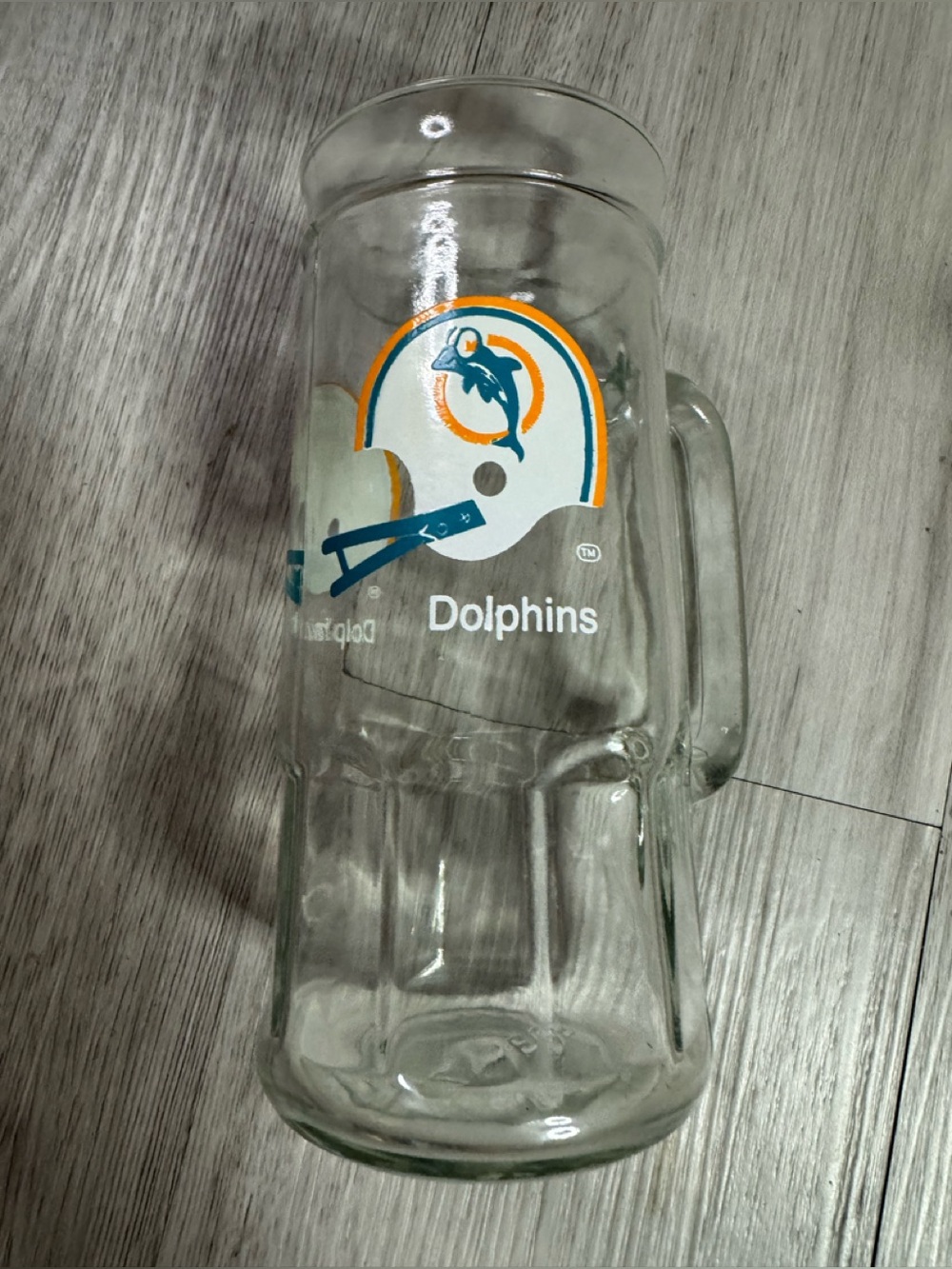 Vintage fisher miami dolphins beer stein glass with handle
